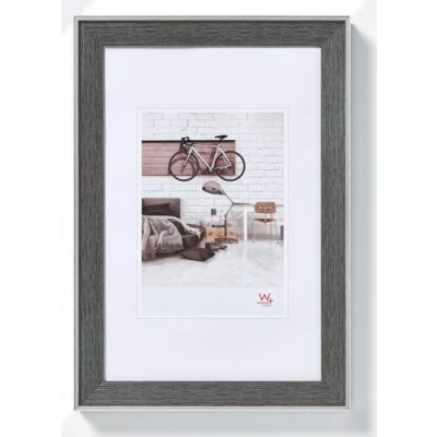 Immagine di walther design cornice grigio 10 x 15 cm con bordo esterno argento, bohémien EN015D