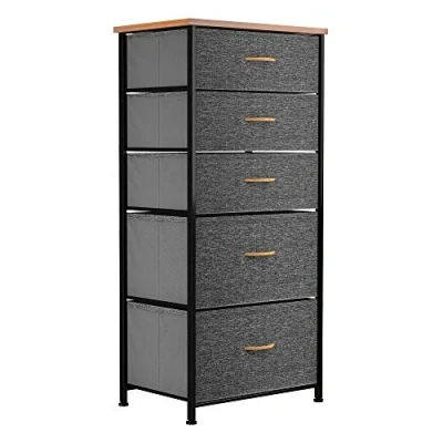 Immagine di YITAHOME Cassettiera in tessuto, armadietto con 5 cassetti, per Corridoio, vano contenitore tessuto soggiorno, camera da letto, cameretta dei bambini, grigio profondo