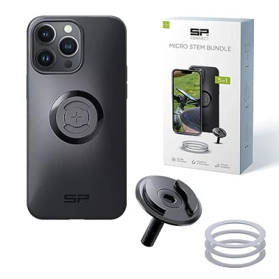 Immagine di SP CONNECT Micro Stem Bundle SPC+ compatibile con iPhone 14 Pro Max porta cellulare mtb bici accessori telefono manubrio