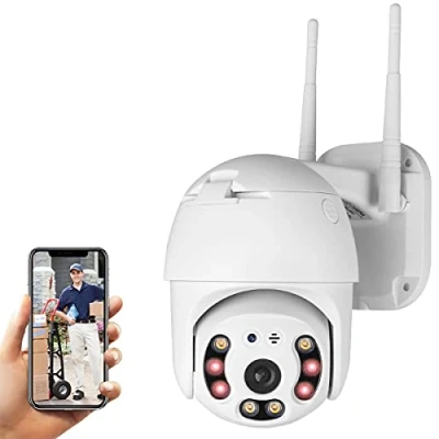 Immagine di PTZ Aottom 1080P Telecamera di sorveglianza WiFi Esterna sicurezza IP Wireless Audio Bidirezionale Rilevatore Movimento, Visione Notturna 40M Messaggio Push, APP YI