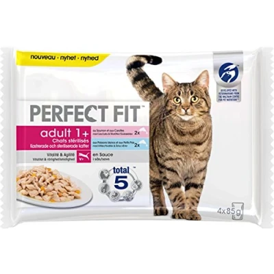 Immagine di Cibo per Gatti Adulti sterilizzato 52 Sacchetti freschi (13 Confezioni da 4 x 85 g) Umido in Salsa con Salmone/Pesce Bianco Completo ed equilibrato