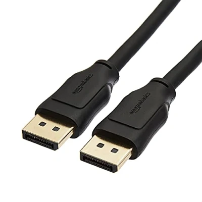 Immagine di Amazon Basics Cavo da DisplayPort 8K a 1.4 con risoluzione video 4K 120 Hz e 60 Hz, supporta HDR, 3 m, Nero