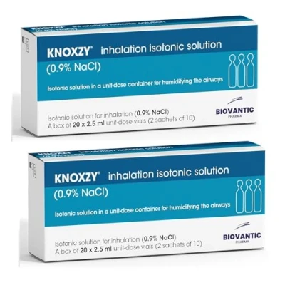 Immagine di KNOXZY Soluzione salina isotonica sterile 0,9% Cloruro di sodio NaCl per inalazione umidificare le vie aeree 20 fiale dose unitaria da 2,5 ml (confezione 2)