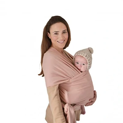 Immagine di Mushie Marsupi a Fascia Cotone Organico Porta Bebe Sleepy Wrap Accessori per bambini Sicuri e di Alta Qualità Consigliato da 3,6 14,9 kg Blush