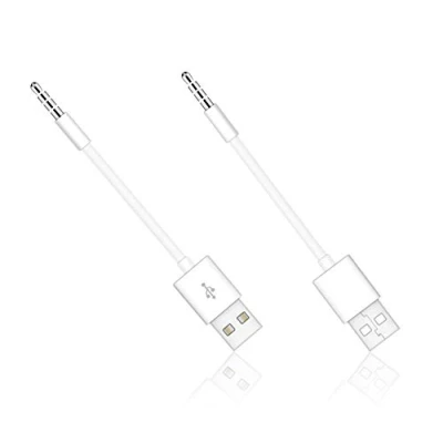 Immagine di cavo USB Cerrxian, da 3,5 mm, lunghezza di 10,5 cm, 2 in 1 ricarica e sincronizzazione dati per Apple iPod Shuffle 3a, 4a, 5a, 6a 7a generazione (confezione pack bianco)