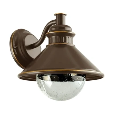 Immagine di EGLO Lampada da Parete per Esterni Albacete, Illuminazione Esterna, Applique in Acciaio zincato, Vetro Trasparente con inclusioni d&#039;Aria, Marrone, Rame, Attacco E27, IP44