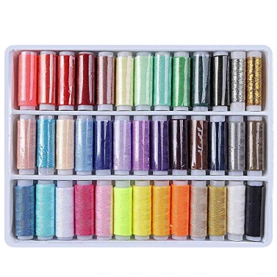 Immagine di Fili da Cucito,Bobine Colori di Polyester Kit Ideale per Cucitura a Mano Quilting e Cucire 39 pack