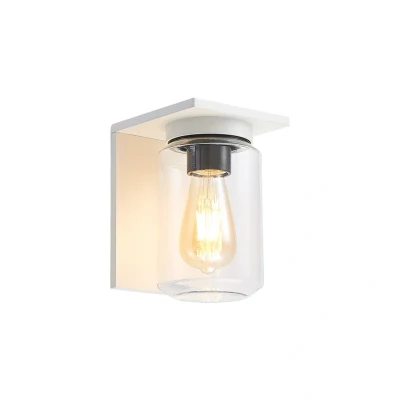 Immagine di Lucande applique da esterno Semka, bianco, alluminio, vetro, 20cm