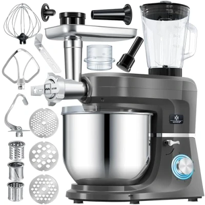 Immagine di KESSER® K KM 3000 Robot da cucina universale 3 in 1 con tritacarne, impastatrice multifunzione 5,5 l, ciotola attrezzi per agitazione, spremiagrumi, set di salsicce, colore: antracite