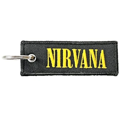 Immagine di Nirvana Portachiavi in plastica nera con logo (toppa su entrambi i lati), nero, taglia unica