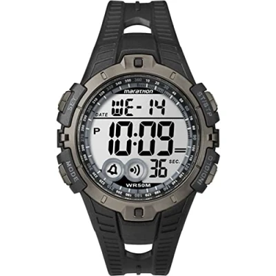 Immagine di Timex T5K802 Orologio da Polso, Quadrante Digitale Unisex, Cinturino in Resina, Nero/Grigio