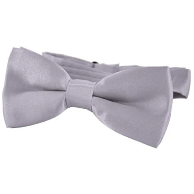 Immagine di DonDon Papillon bambino e Ragazzo Ragazzi annodato regolabile 9 x 4,5 cm effetto seta lucido grigio