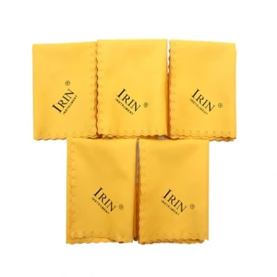 Immagine di Alnicov 5PCS Panno di pulizia per lucidatura in microfibra universale strumento musicale Chitarra Violino Pianoforte Clarinetto Tromba Sax Giallo