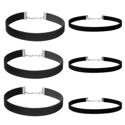 Immagine di EUPSIIU 6 Pezzi Chocker Collana, Girocolli Collane Choker in Velluto Girocollo di Nastro Nero per Donne Ragazze, Gotiche Collana Elastica, Ornamenti Moda Varie Occasioni (Nero)