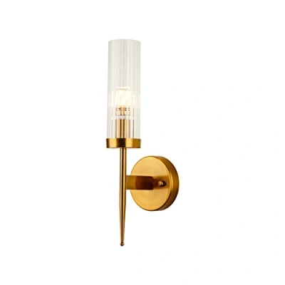 Immagine di NICRX Appliquein cristallo E14 con base dorata e applique, Lampada da parete moderna in cristallo. (1 luce)