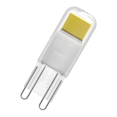 Immagine di OSRAM Lampada LED PIN in vetro trasparente, da 1,8 W per 200 lm, luce bianca calda 2700 K, multicolore, attacco retrofit G9, CRI 80, EEK E, diametro 15 mm.