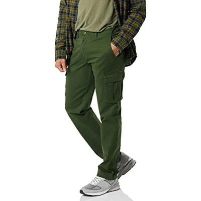 Immagine di Amazon Essentials Pantaloni cargo elasticizzati dal taglio dritto (disponibili nelle taglie Big &amp; Tall) Uomo, Verde Oliva Scuro, 38W / 30L
