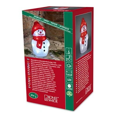 Immagine di Konstsmide 6175 203 / Pupazzo di neve LED in acrile piccolo 20 diodi bianco freddo/a batteria