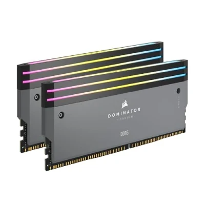 Immagine di CORSAIR DOMINATOR TITANIUM DDR5 RGB Kit di Potenziamento Della Luce 2x Moduli 0 GB RAM Compatibile con iCUE Grigio