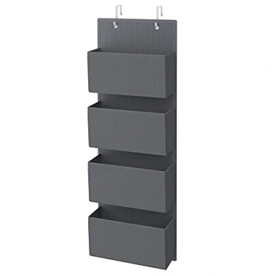 Immagine di SONGMICS Portaoggetti da Appendere con 4 Tasche, Set di 2 Organizzatori Porta e Parete, per Camera Letto, Soggiorno, Ufficio, 12 x 33,5 100 cm, Grigio Ardesia RDH004G02