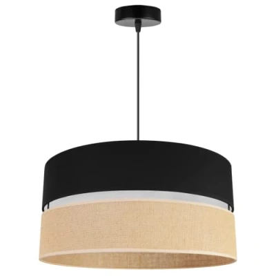 Immagine di Light Home Juta Lampadario a Sospensione Lampade in Metallo con Paralume Moderno E27 1 Luce 45 cm Nero Base e