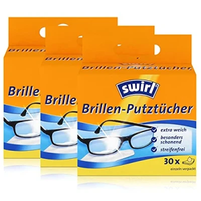 Immagine di Swirl Confezione da 3 confezioni 30 salviette per la pulizia degli occhiali in una scatola dispenser effetto anti appannamento ultra morbide e delicate sgrassanti senza graffi