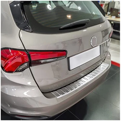 Immagine di teileplus24 L601 Protezione Paraurti Acciaio Inox per Fiat Tipo Combi 356 2016 con Bordo, Colore:Argento Spazzolato