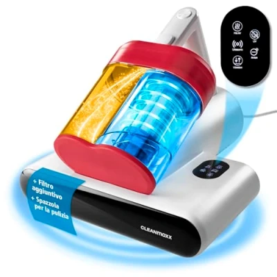 Immagine di CLEANmaxx aspirapolvere a rotazione per acari con luce UV C e filtro HEPA soggetti allergici portatile materassi funzione ultrasuoni calore