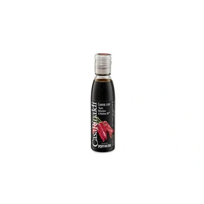 Immagine di Casa Rinaldi Crema con Aceto Balsamico di Modena IGP, Aromatizzata al Gusto Peperoncino, Sapore Pungente e Intenso, Bottiglia da 150 ml