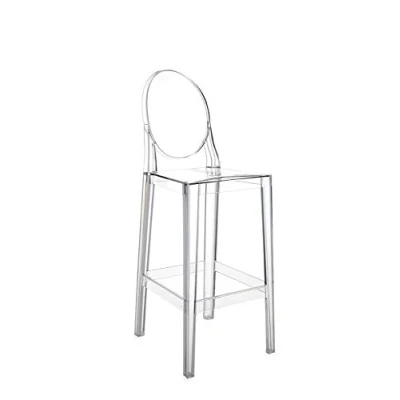 Immagine di Kartell One More Please Sgabello, Set da 2 Pezzi, Policarbonato Trasparente o colorato in Massa, Bianco, H. 75