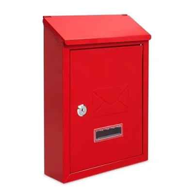 Immagine di Assorted Collections Cassetta delle lettere da parete, resistente alle intemperie, con chiusura in acciaio zincato, facile installare, sicura esterni, 2 chiavi, 21 x 30 7 cm, colore: rosso
