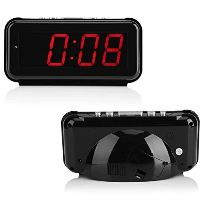Immagine di Ginyia Sveglia da Tavolo, 220 V Digitale Tavolo Elettronico Snooze Orologio Desktop 1,8 Pollici Display A LED Funzione Snooze(Rosso)