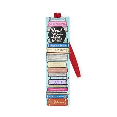 Immagine di Legami SE0166, Segnalibro con Elastico, 4,7x17,5 cm, in Carta certificata FSC, Tema Read to Live, Tiene il Segno e Libro Chiuso