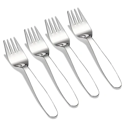 Immagine di VANRA set di posate per bambini in acciaio inox 18/8 alta qualità, 14,7 cm, 4 casa e scuola (4 forchette)