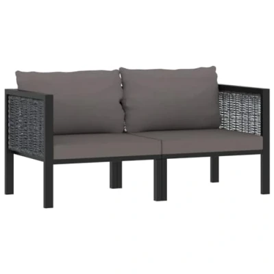 Immagine di vidaXL Divano a 2 Posti con Cuscini Divanetto Imbottito da Esterni Salottino per Patio Mobili Giardino Arredo Antracite in Polyrattan