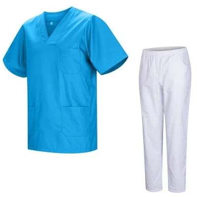 Immagine di MISEMIYA Uniformi Unisex Set Camice Uniforme Medica con Maglia e Pantaloni Mediche sanitarie 817 8312 BLANCO Large, Cian