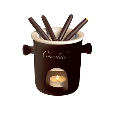 Immagine di Excelsa Chocolate Servizio Fonduta Cioccolato 7 Pezzi, Acciaio Inossidabile, Marrone, 12x12x13.5 cm, unità