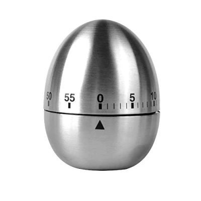 Immagine di Jayron JR KT003 Timer da Cucina in Acciaio inox,a forma di Uovo,con Allarme Meccanico Rotante, 60 minuti,Conto alla Rovescia