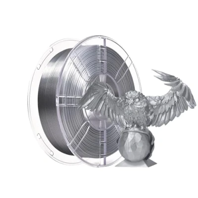 Immagine di PLA Plus (PLA+) Shiny Silk 3D Printer Filamento 1,75 mm, PLA+ Dimensional Accuracy +/ 0,02 bobina da 1 kg (2,2 lbs) per stampante FDM (argento seta)