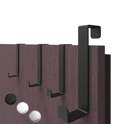 Immagine di 4smile ganci per porta da appendere, set 4 pezzi, colore nero, o armadio, versatili appendere appendiabiti ad alta capacità di portata, stabile