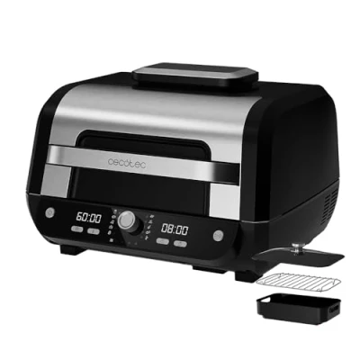 Immagine di Cecotec Friggitrice ad Aria Grill Cecofry Firedome 8000 Pro. Air Fryer 1700W, Capacità 8L, Doppia Resistenza, 4 Livelli di Griglia, 9 Modalità, Temperatura Regolabili, Accessori e Coperchio in Vetro