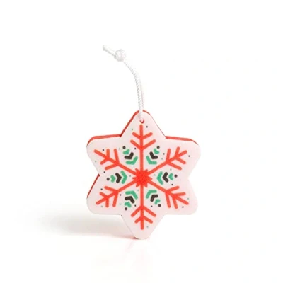 Immagine di martini SPA Xmas Collection Spugna a forma di fiocco neve IN poliuretano con cordino, colore rosso e bianco, 12.7x11x2.8cm, 22g, 1 unità MADE ITALY