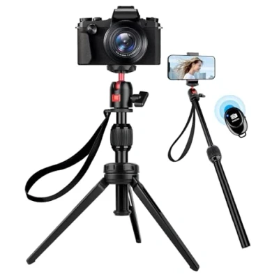 Immagine di JOILCAN Mini Treppiedi, Treppiede da Tavolo Portatile con Testa a sfera 360, Estensibile Selfie Treppiedi Telecomando, compatibile Smartphone DSLR proiettore Fotocamere compatte