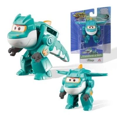 Immagine di Super Wings Dinosauro Tino Giocattoli Transformer 5cm, trasformabili in modalità 2 1, Robot giocattolo per bambini e bambine, Regali 3+ anni