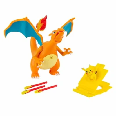 Immagine di Pokemon PKW2731 Deluxe Feature include 6 Charizard interattivi Plus Pikachu Figura Launcher da 5,1 cm, Dettagli autentici, 6&quot; Stile 1