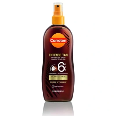 Immagine di Carroten Intensive Tanning Oil SPF 6, 200 ml Acceleratore di abbronzatura al profumo cocco Olio abbronzante spray con protezione solare per un&#039;abbronzatura veloce