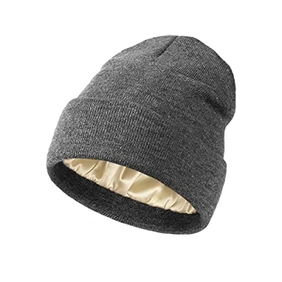 Immagine di TOEECY Berretto Invernale da Donna Caldo Cappello Beanie Morbida Comoda Berretti in Maglia con Raso Fodera Interna per Proteggere l&#039;Acconciatura Slouchy Moda Stretch Fitted Cappellino Unisex (Grigio)