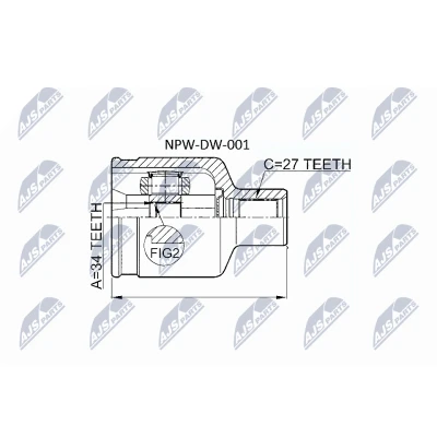 Immagine di NTY NPW DW 001 Kit Giunto Omocinetico cambio manuale, Trasmissione automatica Assale anteriore Dx, sul lato del CHEVROLET: Captiva