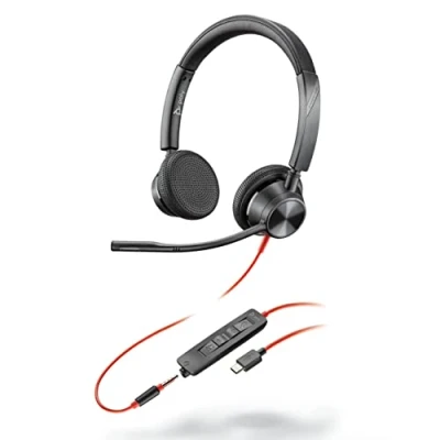 Immagine di Plantronics Blackwire C3325 Cuffie stereo con connettore USB C e braccio flessibile per microfono, colore: Nero
