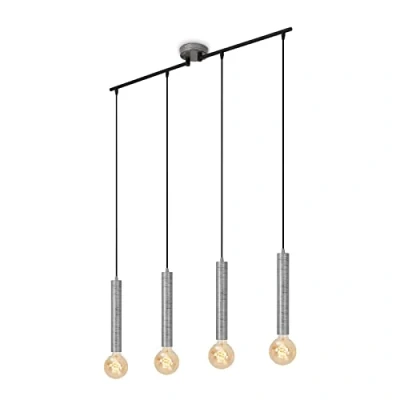 Immagine di BRILONER lampada a sospensione retrò, sospensione, vintage, per sala da pranzo, attacco E27, Argento Creato, 850x100x1100 mm (LxLxH)